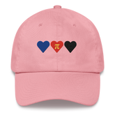 Embroidered Polyamory Hat: Pride Flag Horizontal Heart Design